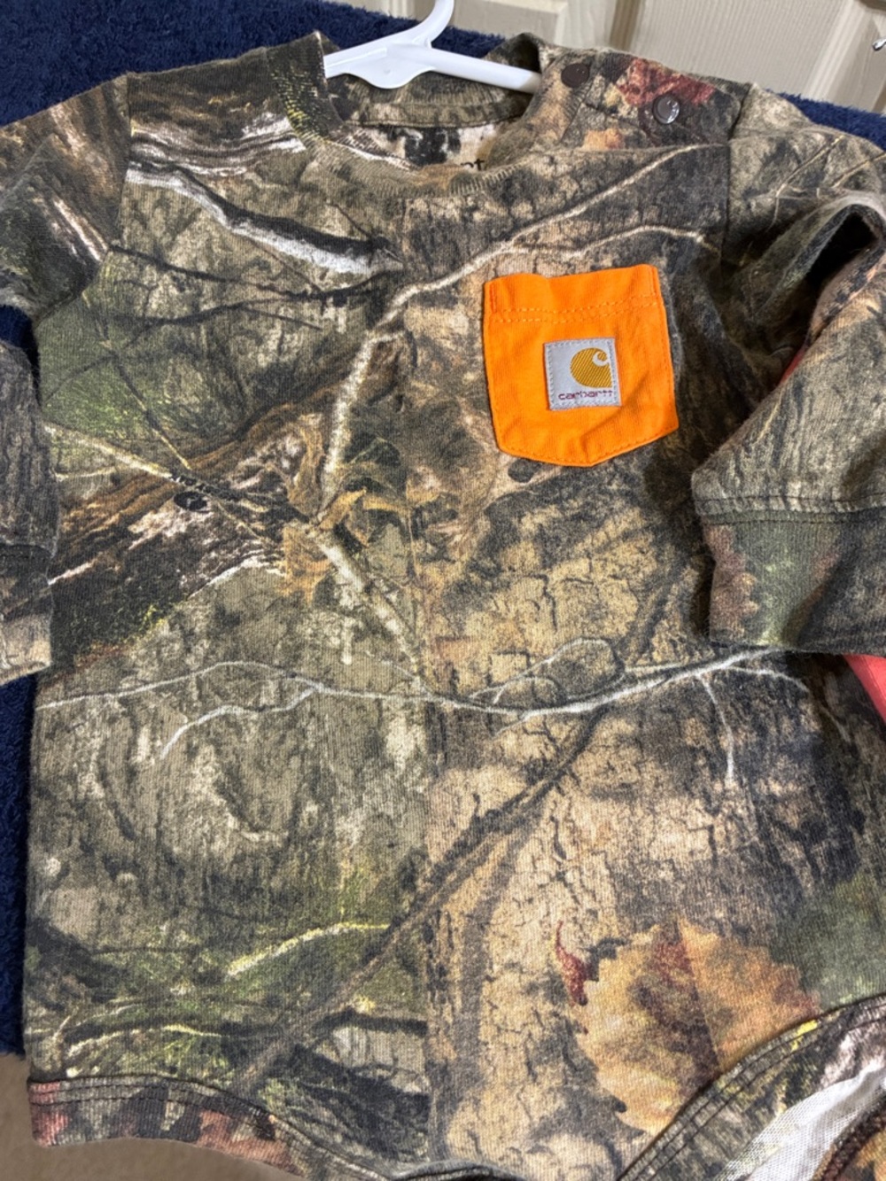 Carhartt Children's Camo Shirt with Bright Orange Pocket 3 piece set or $9 each